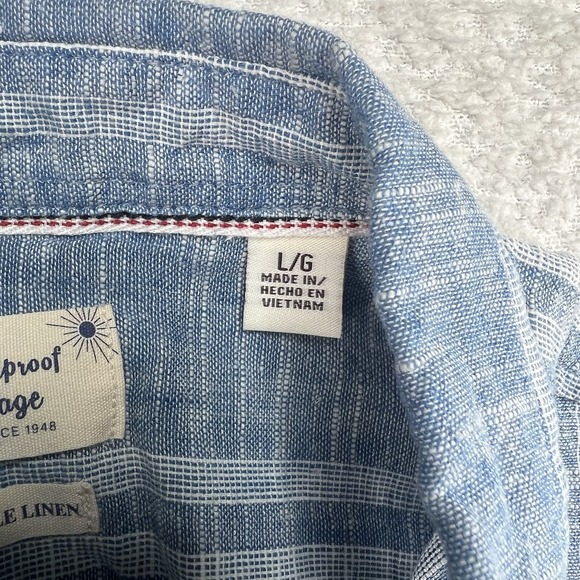 Weatherproof Vintage Washable Linen Blue Strip Button-Up Shirt Men's Large - Picture 4 of 8